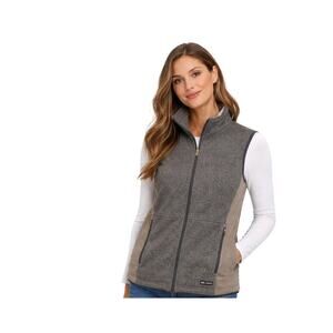 REI Staff Women's Fleece Vest XL Gray Taupe Full Zip Outdoor Hiking Lightweight